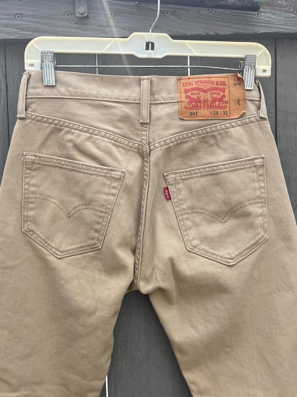 Levi’s 501 Straight Leg Denim Jeans Khaki Tan Size 28 x 32 RUNS SMALLER - Picture 6 of 8
